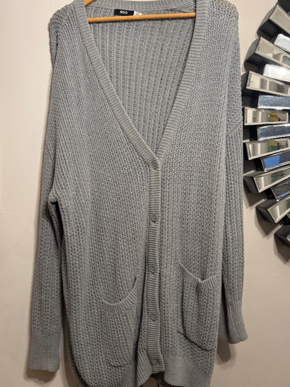 Oversized Deep V-neck  Button up Cardigan